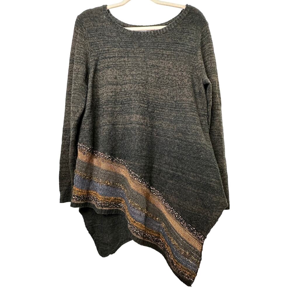 Lg Soft Surroundings Raku Chestnut Asymmetrical Hem Tunic Sweater Boho Lagenlook